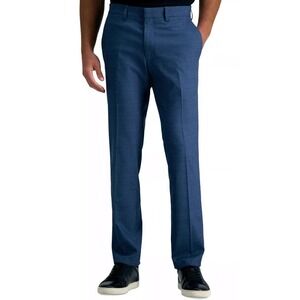 Kenneth Cole Mens Slim fit Dress Pants 32W 32L Navy Blue Plaid Stretch